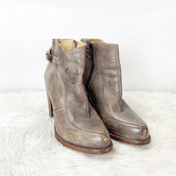 Bed Stu 10 Womens Brown Taupe Leather Rustic Isla Heeled Boots - Picture 1 of 11